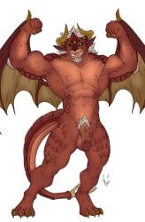 alpha_channel anthro balss demon felid feline gargoyle genitals hi_res horn hunterramirez lion looking_at_viewer male male/male mammal muscular nude pantherine penis simple_background smile solo standing transparent_background wings