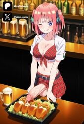 1futa ai_generated beer breasts cock colored cum_on_food cumming_on_food dick erection futa_only futanari futanari/female go-toubun_no_hanayome light_skin light_skinned_futanari nakano_nino nickythecreator penis pink_hair sexy sexy_body sexy_pose short_hair testicles uncensored veiny_penis violet_eyes