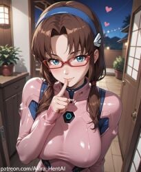 ai_assisted ai_generated akira_hentai akira_hentai date dating door flirting horny in_doorway inviting looking_down mari_illustrious_makinami neon_genesis_evangelion opening patreon_reward patreon_username shushing