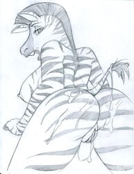 after_sex big_breasts breasts cum cum_in_pussy cum_inside cum_on_ass equine female lizebra looking_back nude sideboob sketch solo zebra