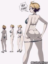 ahoykoi animated animated anor3xia ass ass_focus ass_grab bikini character_sheet hoop_earrings jiggle jiggling_ass koianimations loop looping_animation short_hair