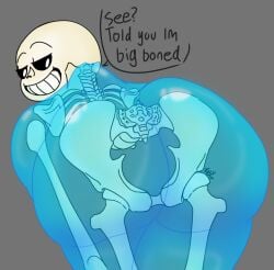 blue_skin bubble_butt ectobody ectobutt huge_ass male male_only picosboobers sans sans_(undertale) showing_off_ass skeleton solo_male transparent_body undertale visible_skeleton