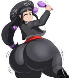 big_butt black_hair bubble_butt cutie_mark long_hair maracas massive_butt maya_fey mechspazer shaking_ass shaking_butt sideboob smiling winking winking_at_viewer