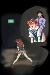 1boy age_difference amondetauro anus ass asuka_langley_sohryu blue_shirt clenched_teeth doggy_style female grabbing_another's_ass grabbing_another's_hair green_skirt green_vest groping highres interface_headset_(evangelion) invisible_penis kaji_ryouji long_hair male mature_male neon_genesis_evangelion open_mouth orange_hair penis pussy ryoji_kaji school_uniform sex shirt skirt smile souryuu_asuka_langley straight teeth tokyo-3_middle_school_uniform uncensored vaginal_penetration vest white_shirt