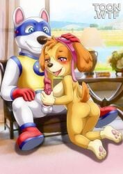 1girls bbmbbf character_request dog_girl fur34 furry palcomix paw_patrol penis skye_(paw_patrol)