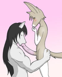 big_penis blush closed_eyes cub cute donkey embarrassed equine fellatio first_oral first_time furry furry_only horse long_ear long_penis male muscles nervous oral oral_sex penis sex shy simple_background size_difference tail tridark yaoi young