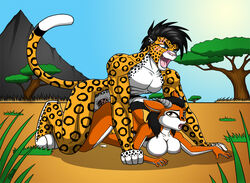 anthro duo feline female fur furry gazelle hunter hunting jaguar kenya male mammal penis predator/prey prey pussy safari saillestraife savannah sex stalking straight