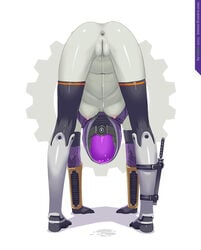 3_fingers alien all_fours anus bottomless dripping exposed female ichiro looking_at_viewer mask mass_effect presenting pussy pussy_juice quarian sci-fi solo tali'zorah_nar_rayya