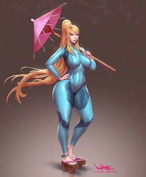 samus aran from metroid by pinkdrawz