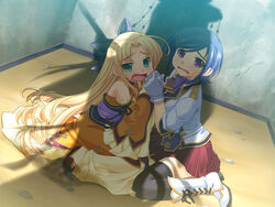 2girls censored choukun color crying enjutsu female game_cg imminent_rape koihime†_(series) koihime_musou multiple_girls scared shadow tears trapped wet_self yuri