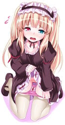 blonde_hair blood boku_wa_tomodachi_ga_sukunai endou_masatoshi female hasegawa_kobato heterochromia open_mouth panties panty_pull stockings tear