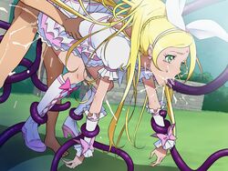 blonde_hair clothed_sex clothing cum cure_rhythm dress female highres ice_place magical_girl minamino_kanade precure pretty_cure rape suite_precure tentacle