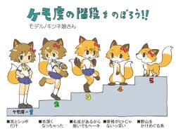 1girls fox_ears fox_girl fox_tail furry hair_ribbon kemono meme school_uniform sequence