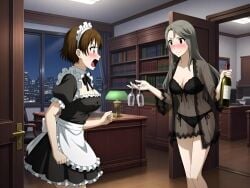 ai_generated ai_video ai_voice_acted animated blush bookcase books bookshelf bra braided_hair brown_hair busted cityscape cleavage comedy desk door doorway grey_hair implied_incest lamp maid_apron maid_headdress maid_outfit maid_uniform makoto_niijima music negligee night no_nude office panties persona persona_(series) persona_5 red_eyes robe sae_niijima see-through_clothing sexy_maid sister sister_and_sister sisters sound surprised tagme teenager transparent_robe underwear video voice_acted wine wine_bottle wine_glass