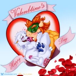 2anthro 2boys 2males anal anal_juice anal_sex animal_genitalia animal_penis barbed_penis ben_d_koopa benediktus_darius_koopa blue_claws blue_eyes blue_pawpads blush blushing_male chubby chubby_anthro chubby_belly chubby_male digital_drawing_(artwork) digital_media_(artwork) enjoying_sex french_kiss furry gay gay_anal gay_male gay_sex green_scales green_skin hand_on_cheek hand_on_thigh heart heterochromia horns humanoid_genitalia humanoid_penis kissing kissing_while_penetrated koopa leg_up legs_spread love love_making lovers mad-landrin male male/male male_only mammal mario_(series) naked naked_male nintendo nude nude_anthro nude_male orange_beard orange_hair original_character original_characters precum red_eye reptile ribbons rose_petals saliva saliva_on_tongue scalie sex sex_from_behind social_media stretched_anus text tongue tongue_kiss tongue_out valentine's_day watermark white_body white_fur yellow_body yellow_eye yellow_scales