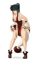 alternate_costume androgynous cosplay crossdressing femboy full_body gintama hijikata_toshiro kiararo67935124 long-haired_male long_hair looking_at_viewer mai_shiranui_(cosplay) male male_only pelvic_curtain ponytail revealing_clothes solo standing thick_thighs twink