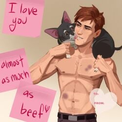 beef_(dispatch) bruised bruises canine derek_stratton(artist) dispatch_(game) fatass_dog official_art pinup puppy robert_robertson scars sticky_note sticky_notes tagme text valentine valentine's_day valentine's_day_card valentines_day_card