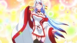 1girls blue_eyes breasts chained_soldier clothing hips kuusetsu large_breasts mato_seihei_no_slave screencap thighs