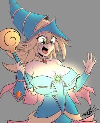 1girls arms bare_shoulders blonde_hair blue_dress blue_hat blush blush_stickers brooch cleavage dark_magician_girl duel_monster file gauntlets glowing gold_necklace green_eyes grey_background highres huge_breasts jewelry lips long_hair magical_girl magician magician_hat messy_hair monochrome navel necklace neckline open_mouth pink_lips pink_skirt pink_trim png png_file risque_studio ruby ruby_necklace scepter sketch smile spikey_hair teeth thick_thighs thighs tongue very_long_hair wand witch yellow_trim yu-gi-oh! yu-gi-oh!_duel_monsters