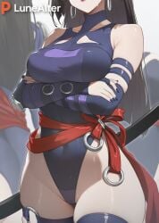 1girls ai_generated big_ass big_breasts big_thighs black_hair crossed_arms female female_focus female_only long_hair lunealter marvel marvel_rivals mature mature_female pale-skinned_female pale_skin psylocke psylocke_(marvel_rivals) sfw sweatdrop thick_hips thick_legs thick_thighs