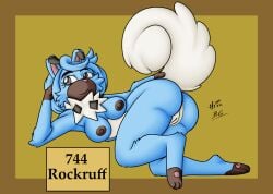 adorable anthro anthro_only anus ass bernardol22 cute female female_anthro female_only fur furry furry_female furry_only medium_breasts olivia_(pokemon) pokemon pokemon_(species) rockruff shiny_pokemon smile tail