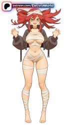 1girls 2026 ai_generated amputee ankle_wrap arm_wrap artist_name bandage_on_face bandage_over_one_eye bandaged_arm bandaged_hand bandaged_head bandaged_leg bandaged_neck bandages bandaid bandaid_on_arm bandaid_on_cheek bandaid_on_face bandaid_on_forehead bandaid_on_hand bandaid_on_knee bandaid_on_leg bandaids_on_nipples bangs barefoot big_breasts big_chest blush bolt breasts budget_sarashi bust busty cast chest collarbone electroworld eyebrows_visible_through_hair female first_aid_kit full_body gachiakuta green_eyes halloween halloween_costume hi_res high_quality high_resolution highres hospital_bed jack-o'-lantern kamina_shades large_breasts leg_wrap long_hair medical_eyepatch meme_attire mummy mummy_costume naked_bandage navel no_shirt open_clothes open_mouth patreon patreon_username red_hair riyou_reaper sarashi simple_background smile solo stable_diffusion surgical_mask vampire_costume volleyball watermark white_background white_choker wrist_wrap