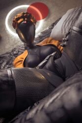 1girls 3d 3d_(artwork) absurd_res atomic_heart blender breasts brown_hair faceless faceless_character faceless_female female hand_on_thigh horny horny_female inviting inviting_to_fuck inviting_to_sex inviting_viewer jacket jacket_open laying_down laying_on_back laying_on_bed looking_at_viewer mechanical metallic_body moving_panties msplashdoggy nipple_bulge nipples nipples_visible_through_clothing open_jacket panties_aside perky_breasts perky_nipples pussy pussy_lips rebirthzina revealing_pussy right_(atomic_heart) robot robot_girl robot_humanoid showing_pussy skin_tight skinsuit solo solo_female solo_focus spread_legs taking_clothes_off the_twins_(atomic_heart) thigh_highs thighhighs thighs tight_clothing