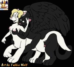 1boy 1girls animated black_hair blonde_hair breasts feline female hair male male/female panther panther_taur penis scotty_panthertaur sex straight surfing_charizard tabbiewolf taur taur_penetrated wings