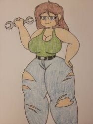 archive archived ass big_ass breasts charlie_emily eyezicle88 five_nights_at_freddy's hand_drawn pencil_(artwork) ripped_pants sketch solo tank_top wrench