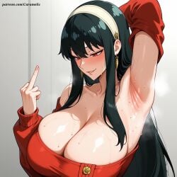 ai ai-created ai_art ai_assisted ai_generated anime anime_girl anime_style armpit armpit_fetish armpits artist_name:caramelicart beautiful big_breasts breasts caramelic caramelicart huge_breasts large_breasts mature mature_female mature_woman milf mother original original_character sexy sexy_armpits sexy_body sexy_clothing sexy_female sexy_pose spy_x_family steam steaming_body torn_clothes torn_clothing yor_forger