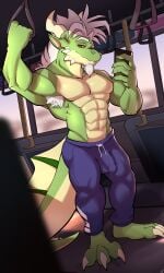 2026 3_toes 5_fingers abs absurd_res anthro armpit_hair balls_outline beard black_sclera body_hair bottomwear bulge bus clothed clothing commercial_vehicle detailed_bulge digital_media_(artwork) dragon electronics facial_hair feet fingers genital_outline goatee green_body hair hi_res holding_object horn looking_at_object looking_at_phone male muscular muscular_male mythological_creature mythological_scalie mythology navel pants penis_outline phone public_transportation scalie signature solo standing sweatpants tail tight_clothing toes topless vehicle white_hair yellow_eyes yellowluster