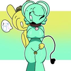 big_breasts big_thighs cock collar cum low_quality male/female mint_fur moch_(sprunki) mostaza_(sprunki) mouse_ears mouse_girl mouse_tail nipples pussy simple_background sprunki sprunki_oc uncensored