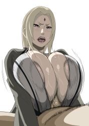 1boy 1girls alternate_breast_size balls big_areola big_balls big_breasts big_nipples big_penis big_thighs blonde_hair breast_squeeze breasts breasts_out brown_eyes female happy happy_paizuri happy_sex highres huge_breasts huge_cock huge_nipples huge_penis huge_thighs human iwao178 kimono large_areolae large_breasts light-skinned_female light_skin long_hair male male_pov naruto naruto_(series) naruto_shippuden naughty_face nipples paizuri paizuri_on_lap partial_male penis pov precum straight tsunade twintails