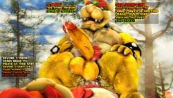 16:9 2024 3d_(artwork) anal_orgasm anthro armband artist_logo balls big_balls big_penis bodily_fluids bowser bracelet chest_tuft claws collar cum cum_in_ass cum_inside dialogue digital_media_(artwork) dragon_koopa duo ejaculation english_text forest genital_fluids genitals hands-free hi_res huge_balls huge_cock jewelry koopa light logo male male/male mario_bros moonwulf moonwulf_(character) musclegut muscular nintendo nipples orange_body orgasm penis plant plap power_bottom profanity public public_sex scalie sex shell source_filmmaker_(artwork) spiked_armband spiked_bracelet spiked_collar spikes sunlight sweat text tree tuft white_claws widescreen yellow_body