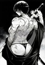 big_ass big_thighs black_hair from_behind jujutsu_kaisen maki_zenin panties undressing zenin_maki