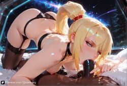 1boy 1girls ai_generated artist_name ass balls bangs big_ass big_breast bimbo blonde_hair blue_eyes blush bondage boobjob bound breasts breasts_apart clitoris collarbone cowgirl_position dark-skinned_male facial female female_on_bikini fucked_silly heart heart-shaped_pupils large_breasts long_hair looking_at_viewer male male_penetrating_female metroid mole mole_under_mouth navel nintendo nipples nude open_mouth overflow patreon patreon_username penis penis_in_mouth pink_nipple ponytail pussy queenary rolling_eyes saliva samus_aran sex solo_focus straight sweat symbol-shaped_pupils testicles thighs tongue tongue_out trembling uncensored web_address