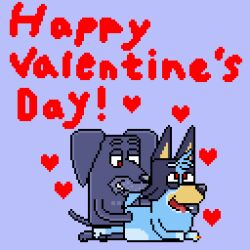 aged_up anthro australian_cattle_dog bird_dog bite biting_lip blue_body bluey_(series) bluey_heeler broken_pixel canid canine canis cattledog digit_ring digital_media_(artwork) domestic_dog duo female finger_in_mouth heart_symbol herding_dog hi_res holding_waist holidays hunting_dog jean-luc_(bluey) jewelry labrador male male/female mammal married_couple obscured_penetration open_mouth pastoral_dog pixel_(artwork) pupils purple_body red_pupils retriever ring tongue tongue_out valentine's_day wedding_ring