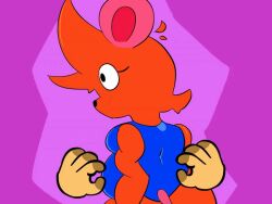 animated anthro anthro_female artist_request ass_focus back blue_leotard bluesky_username bubble_ass bubble_butt fur grabbing grabbing_ass leotard murid orange_fur original rodent sue_stacy thick_thighs
