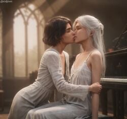 1girls ai_generated anime_leek clair_obscur:_expedition_33 lesbian maelle_(clair_obscur:_expedition_33) yuri