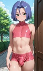 1boy 1femboy ai_generated bulge crop_top femboy feminine_male james_(pokemon) otoko_no_ko otokonoko pokemon pokemon_(anime) pokemon_(classic_anime) pokemon_(franchise) pokemon_anime team_rocket twink