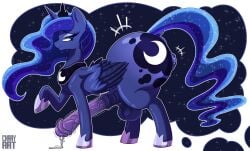 animal_genitalia animal_penis ass balls big_balls big_breasts big_butt big_penis blue_body blue_eyes blue_hair bodily_fluids breasts crotch_breasts crown cxrryart dripping equid equine equine_genitalia equine_penis erection eyeshadow feral friendship_is_magic genital_fluids genitals gynomorph hair hasbro headgear hi_res hooves horn horse huge_butt huge_cock intersex jewelry long_hair makeup mammal my_little_pony necklace night penis pony precum precum_drip princess_luna_(mlp) smile solo tail wings