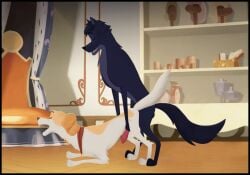 anal animated balls belfort_(belfort_and_lupin) belfort_and_lupin bird_dog canid canine canis digital_media_(artwork) domestic_dog duo erection feral french_spaniel fur genitals hunting_dog hybrid kaion lupin_(belfort_and_lupin) male male/male mammal penetration penis sex spaniel tail wolfdog