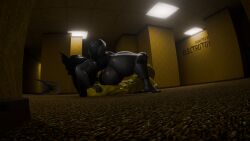 3d 3d_(artwork) 3d_model 3d_render backrooms bigger_female camera camera_pov camera_view dominant_female electrotoy larger_female lying_on_back monster monster_girl on_top recording reverse_cowgirl_position side_view sideboob size_difference smaller_male taller_female