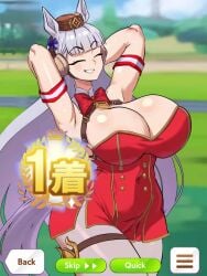 1girls 3:4 accidental_exposure animated areola_slip areolae bouncing_breasts breasts cleavage dress female female_only gold_ship_(umamusume) grey_hair horse_girl huge_breasts light-skinned_female light_skin live2d longer_than_10_seconds miruyuyo no_sound pink_eyes shorter_than_30_seconds solo solo_female standing thick_thighs umamusume umamusume_pretty_derby vertical_video video wardrobe_malfunction