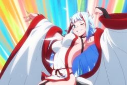 1girls blue_eyes breasts chained_soldier clothing kuusetsu mato_seihei_no_slave medium_breasts screencap thighs