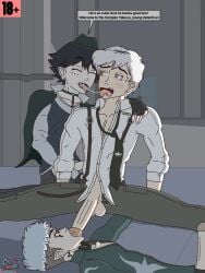 3boys bed blowjob cape collar cyles_cinning detective earring fangs fellatio gay hat lust lust_eyes lustful_gaze mafia male/male/male male_only original original_artwork original_character original_characters seduction self_upload submissive_male suspenders tattoo tie trapped vampire vampire_boy vampire_fangs