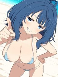 1girls 2d 2d_(artwork) 2d_artwork ahoge alternate_version_at_source alternate_version_available bare_arms bare_belly bare_chest bare_hands bare_hips bare_legs bare_midriff bare_navel bare_shoulders bare_skin bare_thighs beach belly belly_button big_breasts bikini bikini_bottom bikini_only bikini_top blue-eyed_female blue-haired_female blue_bikini blue_bikini_bottom blue_bikini_top blue_eyes blue_hair blue_swimsuit blue_swimwear blush blush_face blushing_female blushing_lines breasts busty busty_female busty_girl busty_teen busty_teenager cleavage coast collarbone digital digital_art digital_drawing digital_drawing_(artwork) digital_media digital_media_(artwork) dont_nose drawing elbows exposed_arms exposed_belly exposed_chest exposed_hips exposed_legs exposed_midriff exposed_navel exposed_shoulders exposed_skin exposed_thighs female female_focus female_only fingernails fingers grin grinning grinning_at_viewer groin half_naked half_nude halterneck head_tilt high_resolution high_school_student highres large_boobs large_breasts lean_figure long_hair looking_at_viewer make_heroine_ga_oo_sugiru! midriff more_at_source naked naked_female naked_woman narrow_waist navel nipple_bulge nude nude_female nudity parted_lips pointing_at_viewer posing posing_for_the_viewer posing_naked posing_nude sand school_girl schoolgirl seaside semi_nude shoulders slender_body slender_waist slim_female slim_waist smile smiley_face smiling smiling_at_viewer solo standing string_bikini swimsuit swimwear teen_girl teenage_female teenage_girl teenage_tits teenager thighs tilted_head to_bari upper_body water yanami_anna young_female young_woman