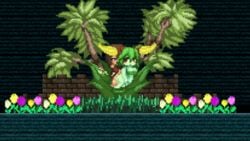 alraune alura_une animated blueskin_no_mori cum cum_in_pussy cum_inside ejaculation erection femdom foliage forest_of_the_blue_skin from_behind green_hair monster_girl partially_clothed penis pixel_art plant_girl sex venus_weed video_games