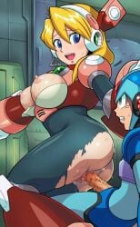 1boy 1girls aeshi-xerk ai_generated alia almost_naked almost_nude big_ass big_breasts black_bodysuit blue_eyes blush bodysuit censored censored_penis censored_pussy cowgirl_position grabbing_ass green_eyes long_hair mega_man mega_man_x open_mouth penis penis_in_pussy pussy reverse_cowgirl_position robot_girl sex smile white_gloves x_(mega_man)
