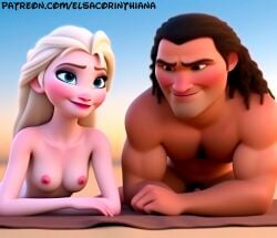 1girls 1men adult adult_female ai_art ai_generated areola beach blue-eyed_female blue_eyes breasts brown_towel couple delicious disney disney_princess elsa_(frozen) elsacorinthiana exhibitionism exhibitionist exibitionism exposed_midriff exposed_shoulders exposed_torso female female_naked female_nude female_only frozen_(disney) frozen_(film) frozen_2 horny horny_face horny_female hourglass_figure light-skinned_female light_skin lying lying_on_stomach maui medium_breasts midriff moana naked naked_female navel nude nude_female nudism outdoors outdoors_nudity patreon patreon_link patreon_logo patreon_reward patreon_url patreon_username pixar sand shoulders showing_breasts skin skinny skinny_female small_breasts solo sunny sunny_beach thin thin_body thin_female tied_hair towel uncensored white-haired_female white_hair